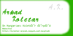 arpad koletar business card